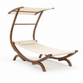 Chaise longue hamac de jardin avec pare-soleil crème en bois massif 235 x 120 x 210 cm