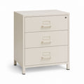 Caisson de bureau verrouillable à 3 tiroirs beige en acier rectangulaire 80 x 45 x 100 cm